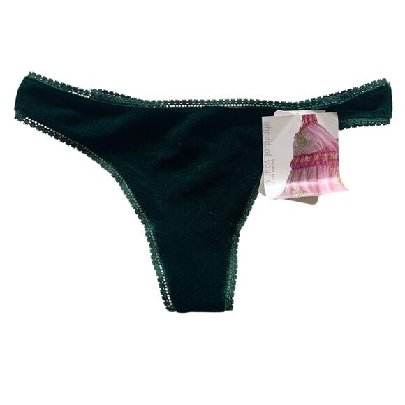 Vintage y2k On Gossamer Green Velvet Thong Panties 2005 Collection RARE S/M - Picture 10 of 10